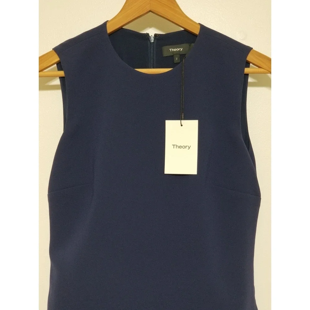 Theory‎ Malkan P Winslow Crepe Layered Pleated Dress Sea Blue NWT Size 2 $395